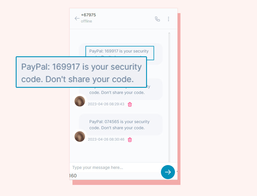 Verification codes by SMS