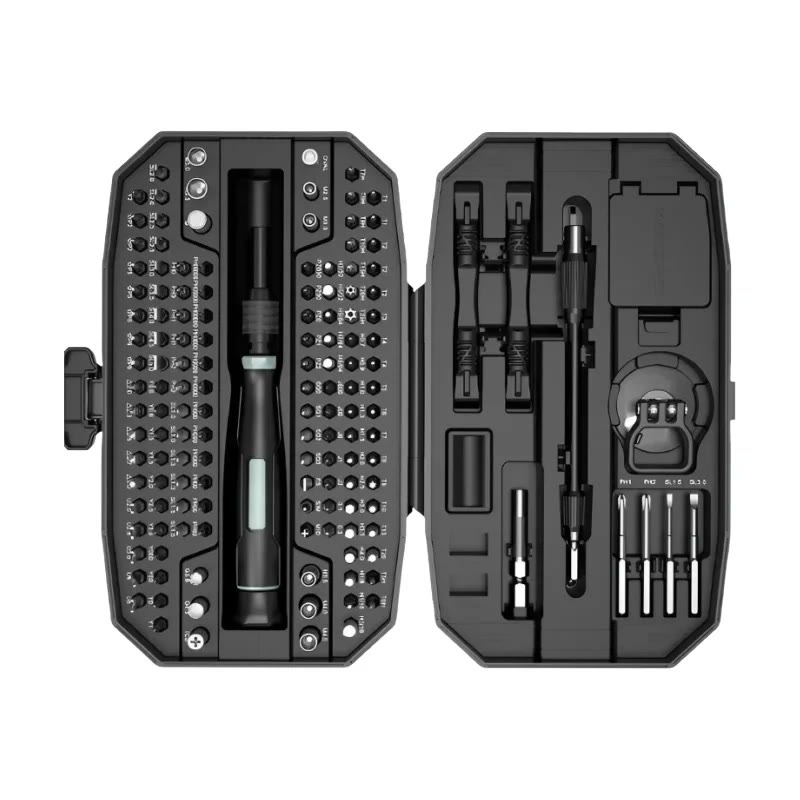 A screwdriver kit with dozens of bits