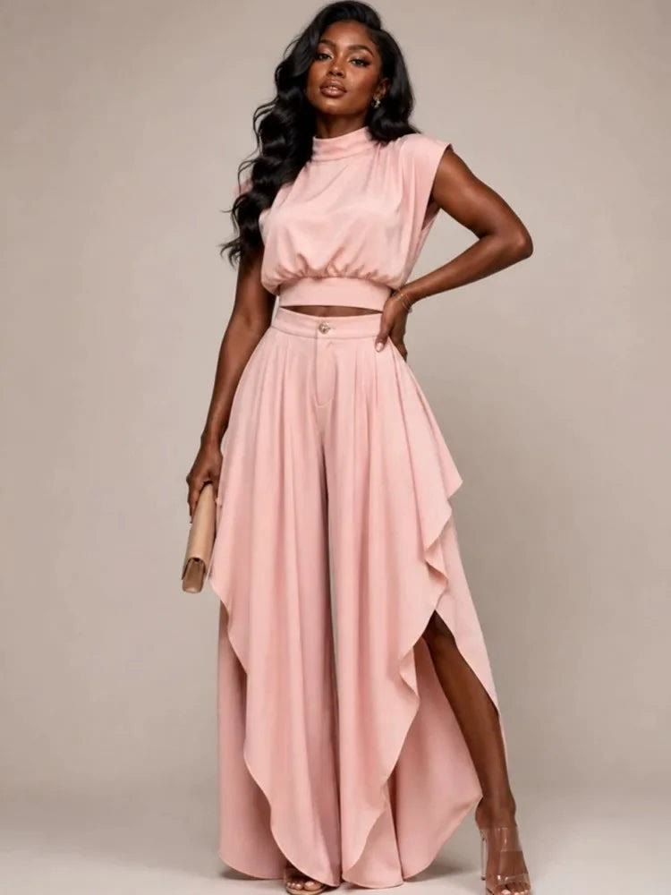 Flowing split-leg trouser set
