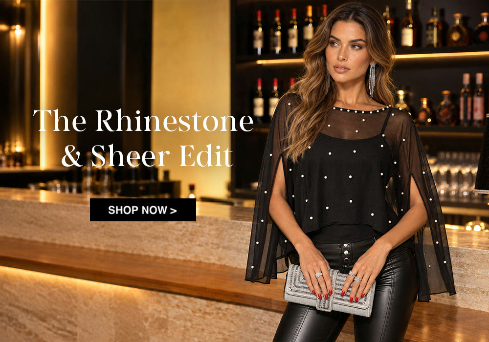 Sheer and rhinestone details