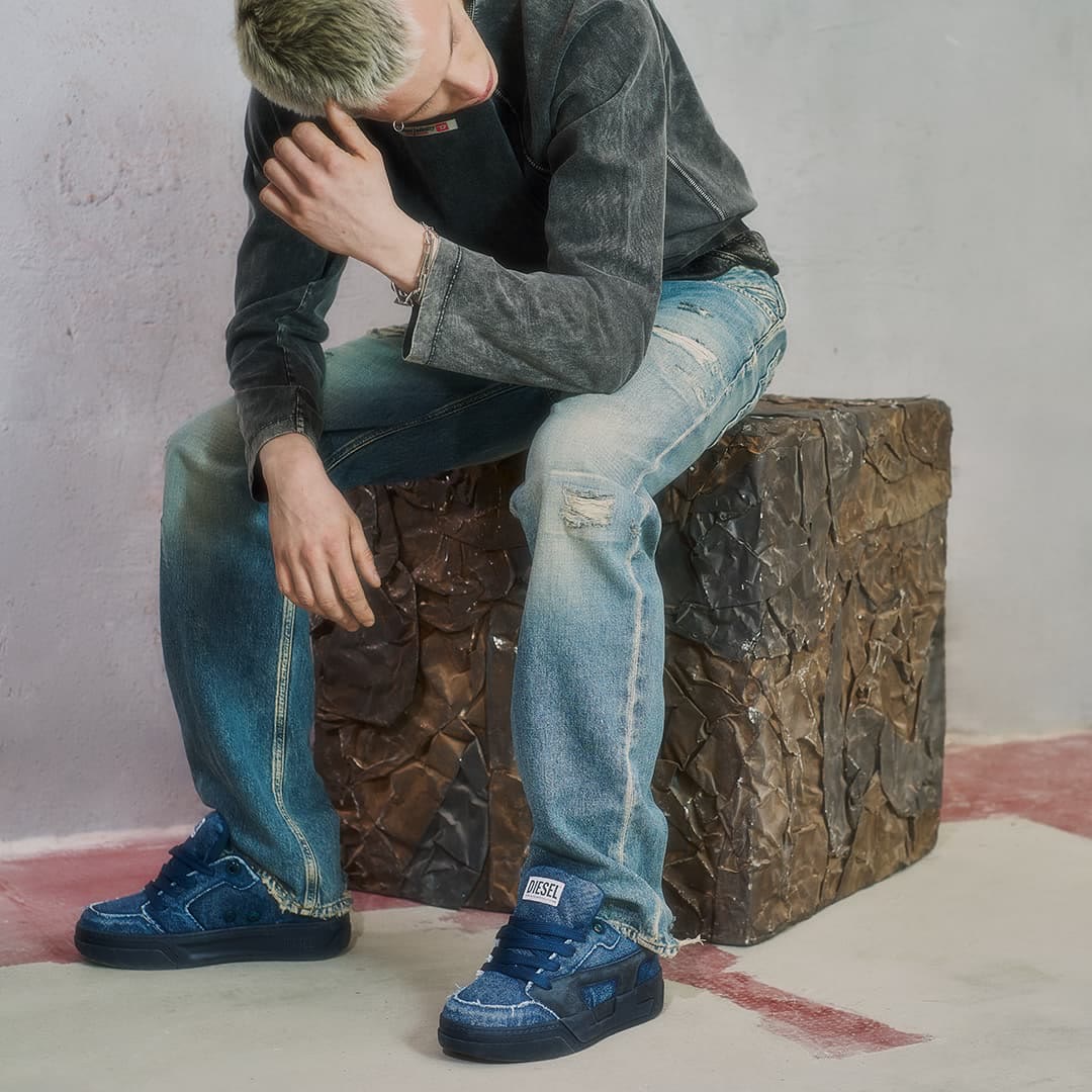 Denim sneakers and worn-in jeans