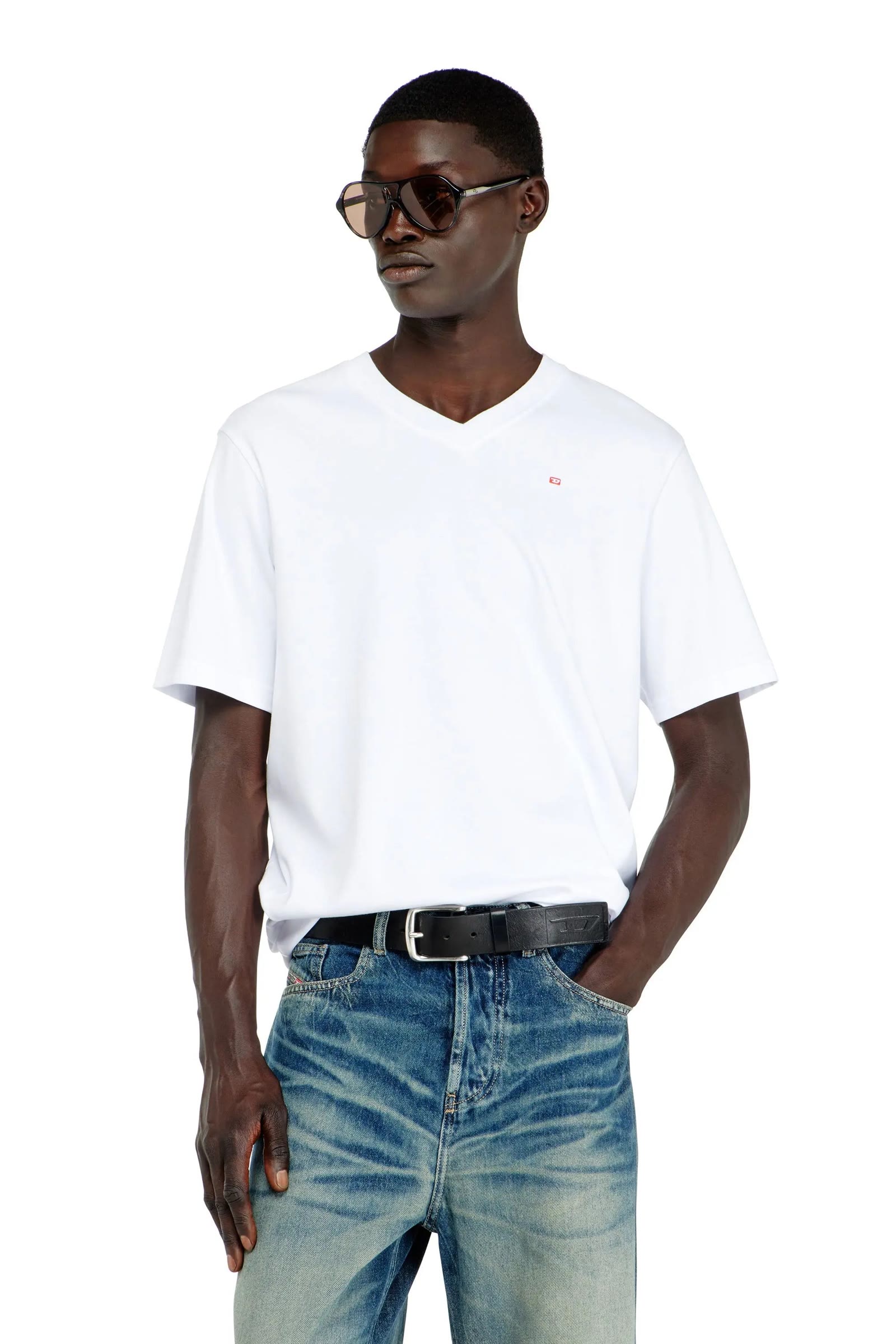 White V-neck tee