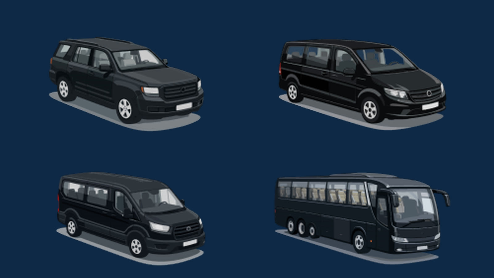 SUV, van, minibus and bus