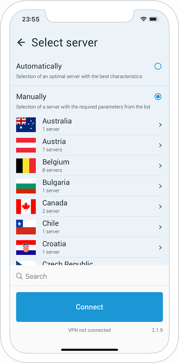 Automatic or manual server choice