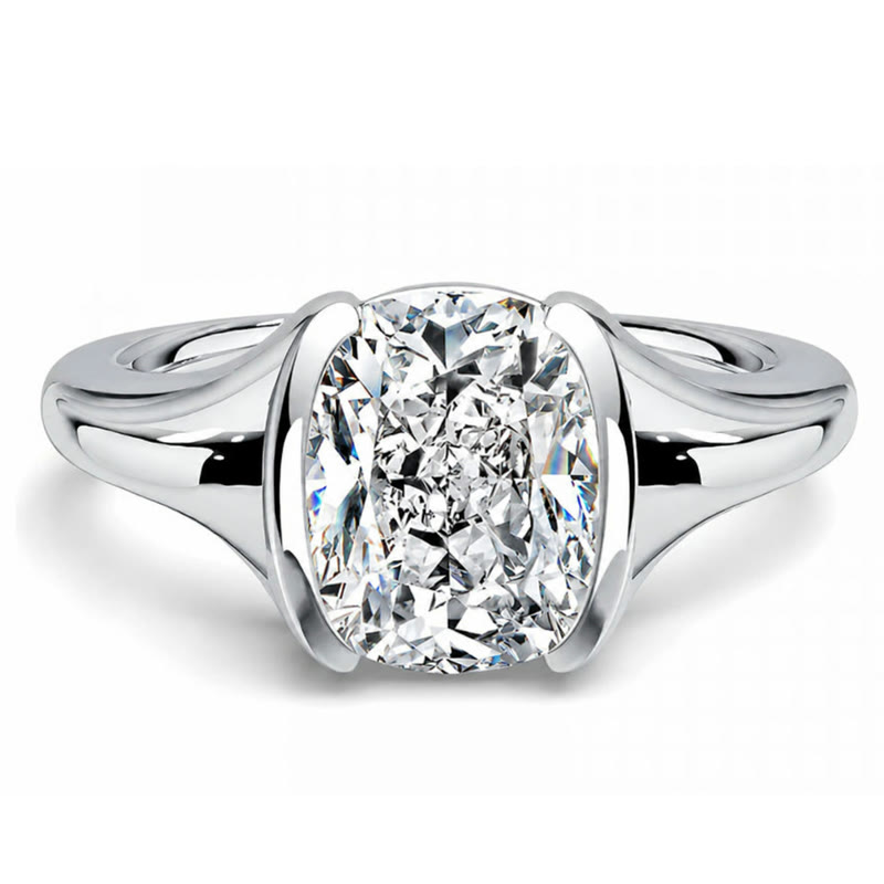 Half-bezel moissanite solitaire