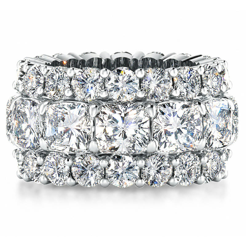 Triple-row moissanite eternity band