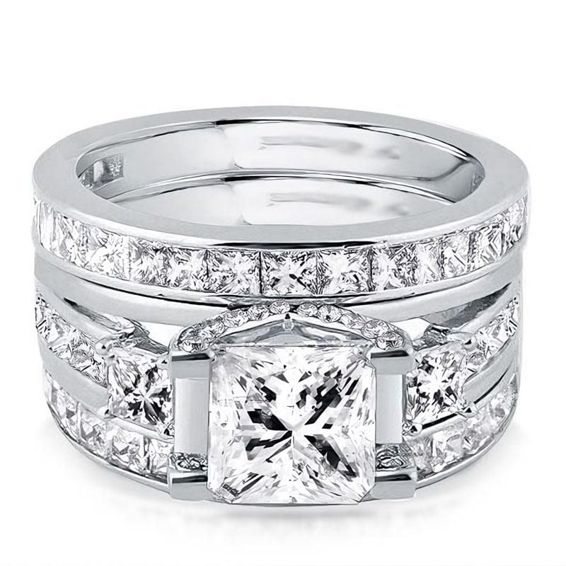 Three-piece bridal set in created white sapphire