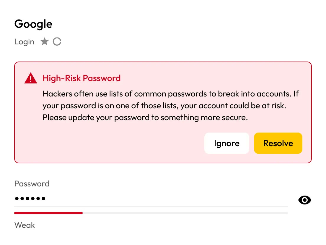 Weak passwords get a red flag