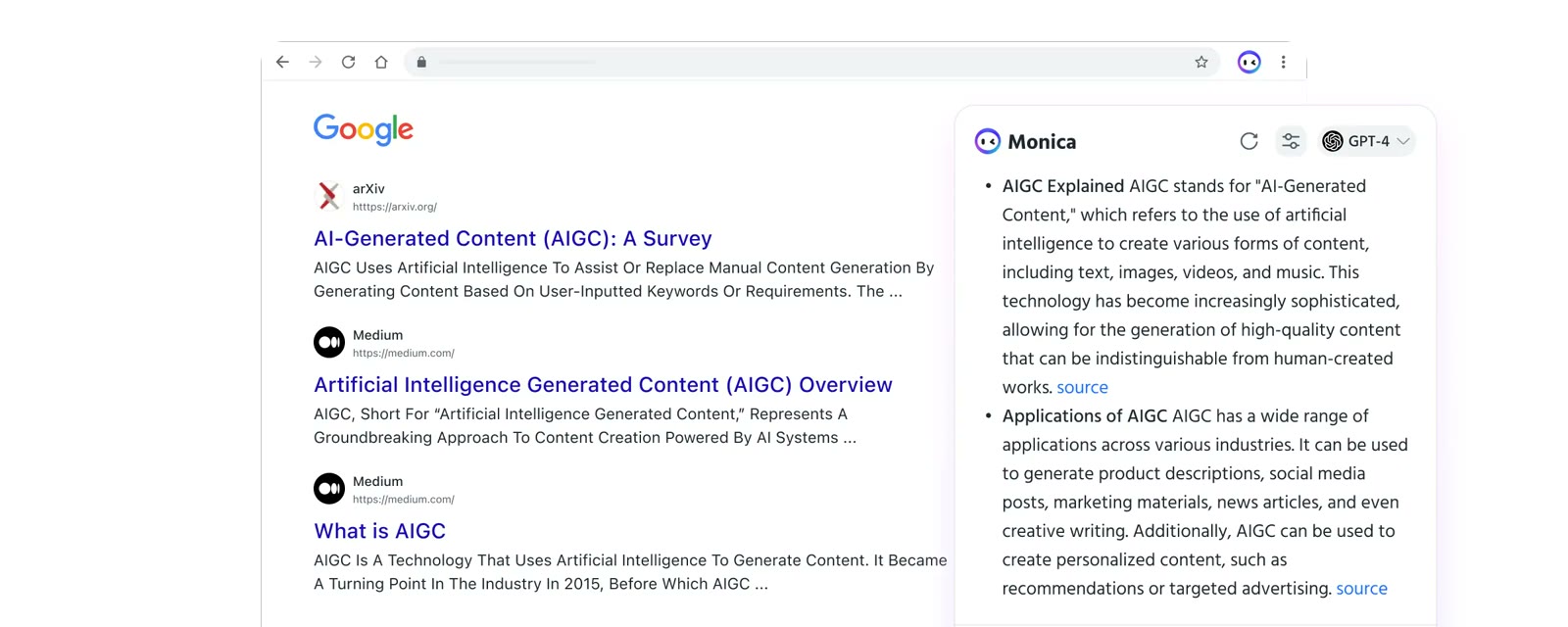 An AI answer next to your Google results