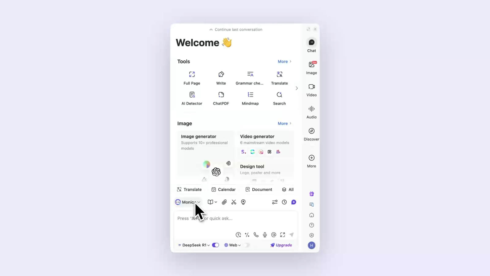 Chat with your PDFs in Monica