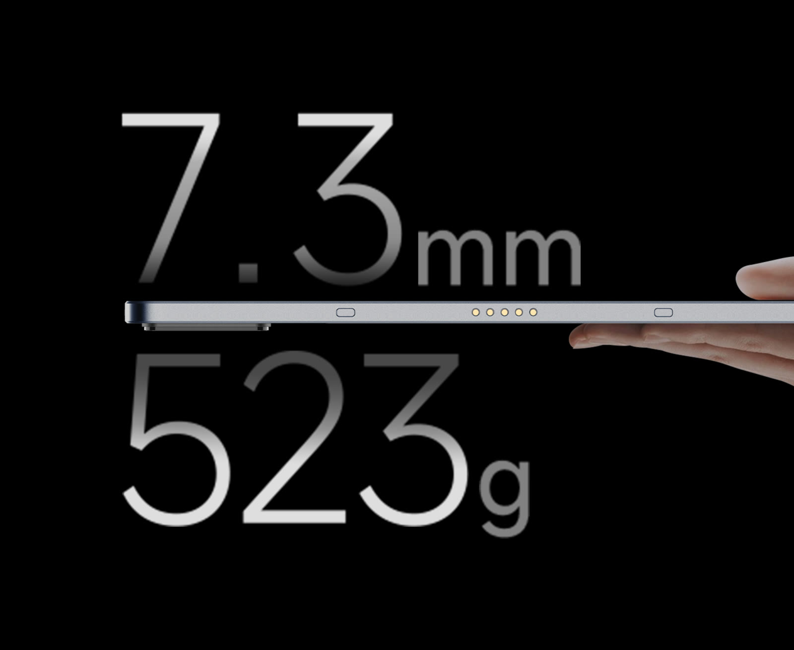 7.3mm and 523g