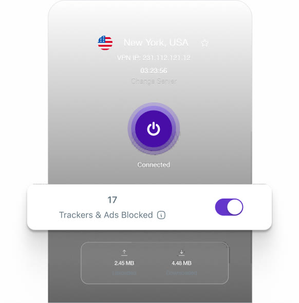 One tap to connect, trackers blocked