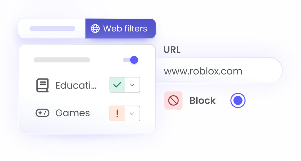 Web filters by category