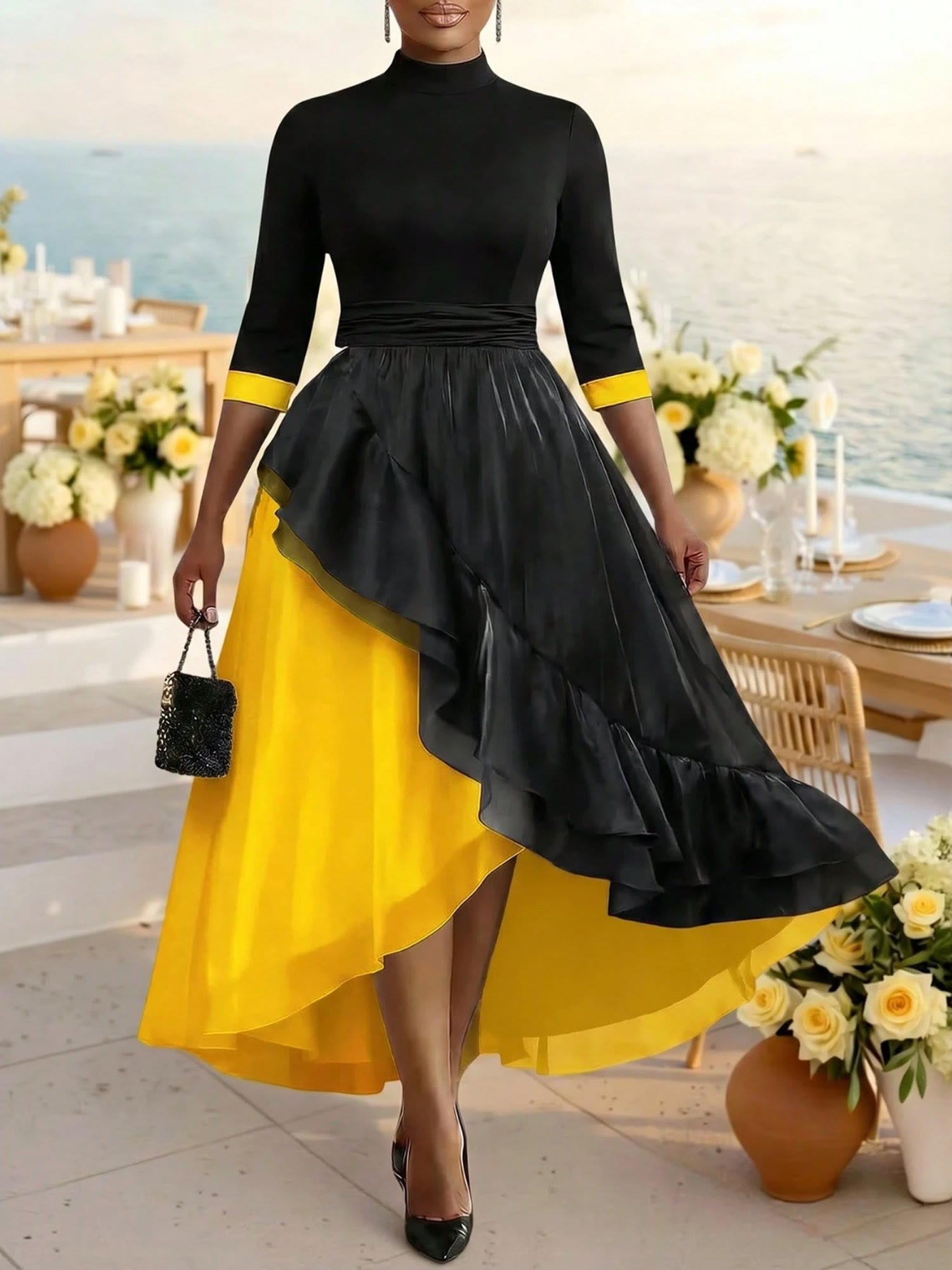 High-low ruffle party dress