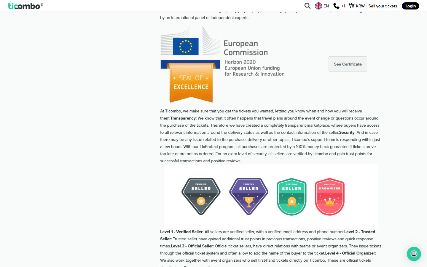Un sello europeo y una garantía por escrito