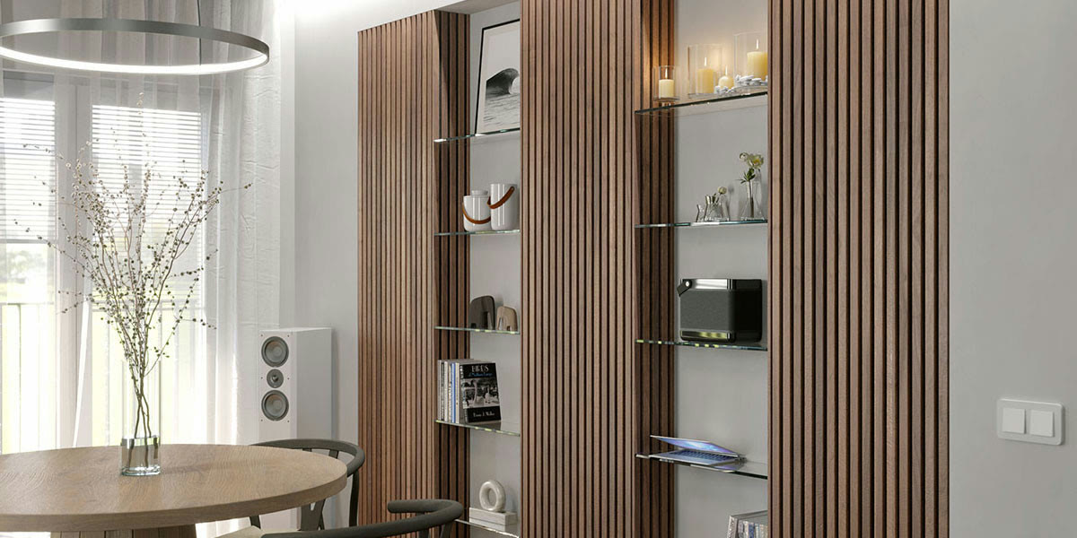 Acoustic slat panels with a felt back