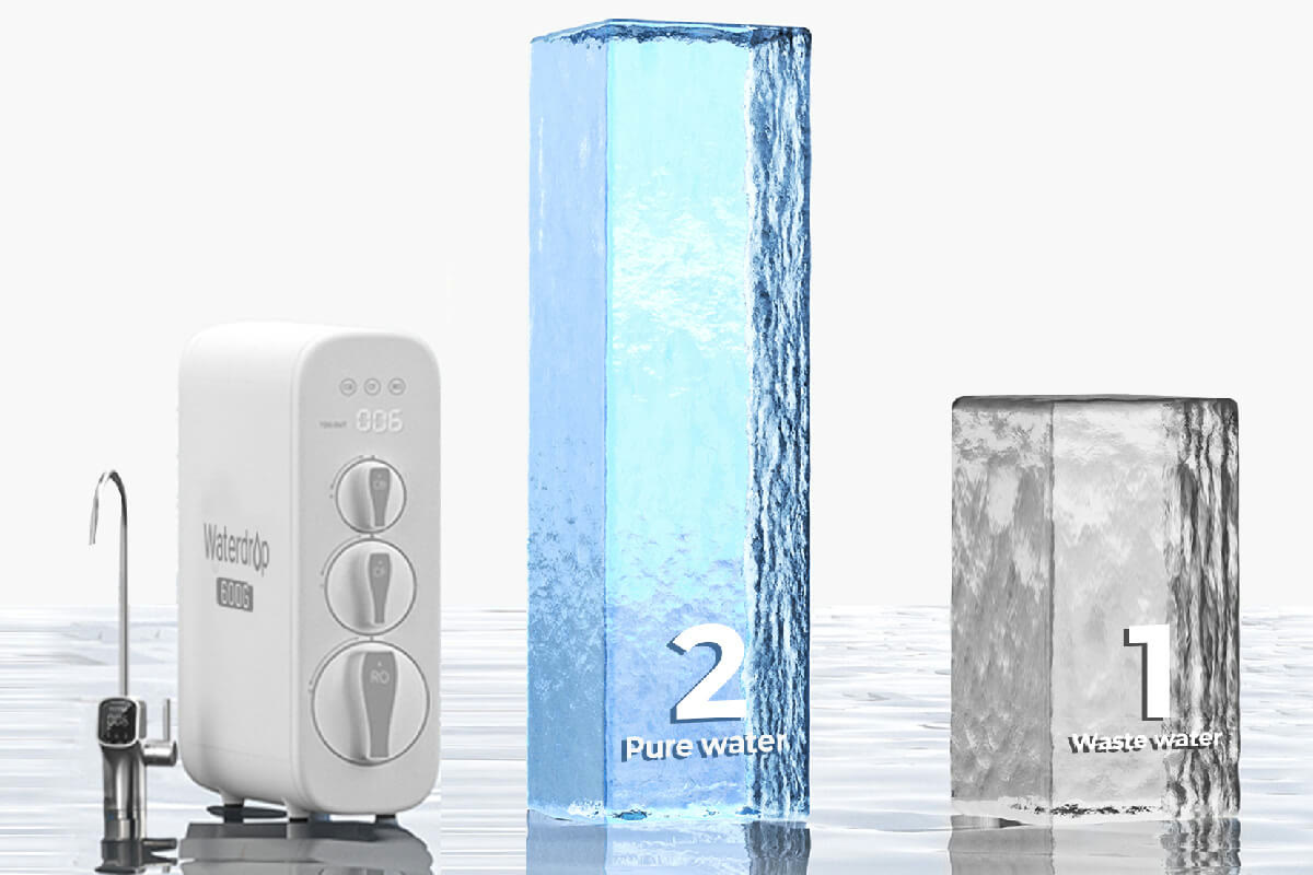 2 partes de agua pura por 1 de desecho