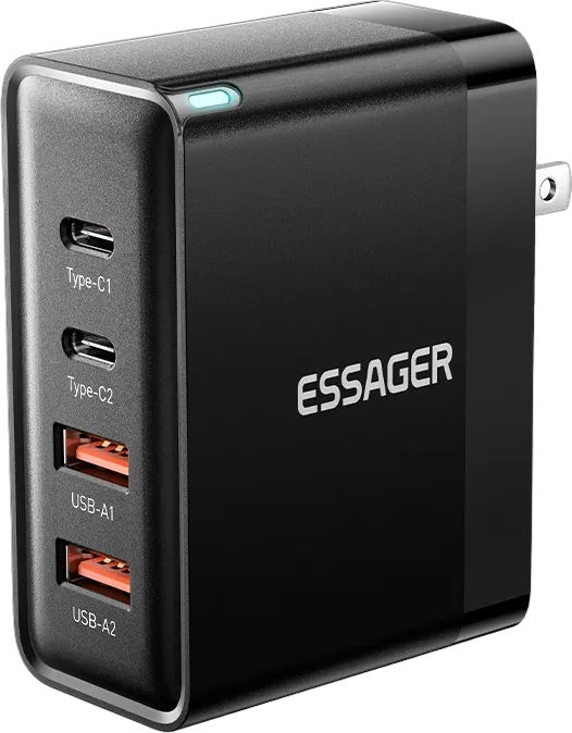 Cargador de pared GaN de 100 W y 4 puertos