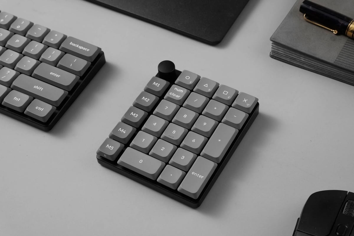 Next to a keyboard on a desk