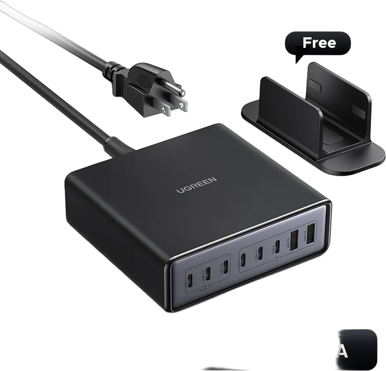 Cargador de escritorio GaN de 200 W y 8 puertos