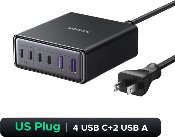 Estación de carga GaN 6 en 1 de 65 W/100 W