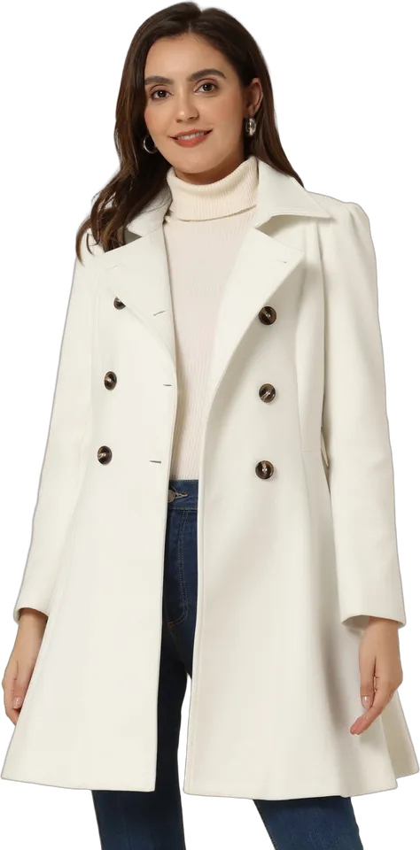 Belted double-breasted flared coat