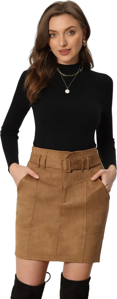 Minifalda de antelina con cinturón