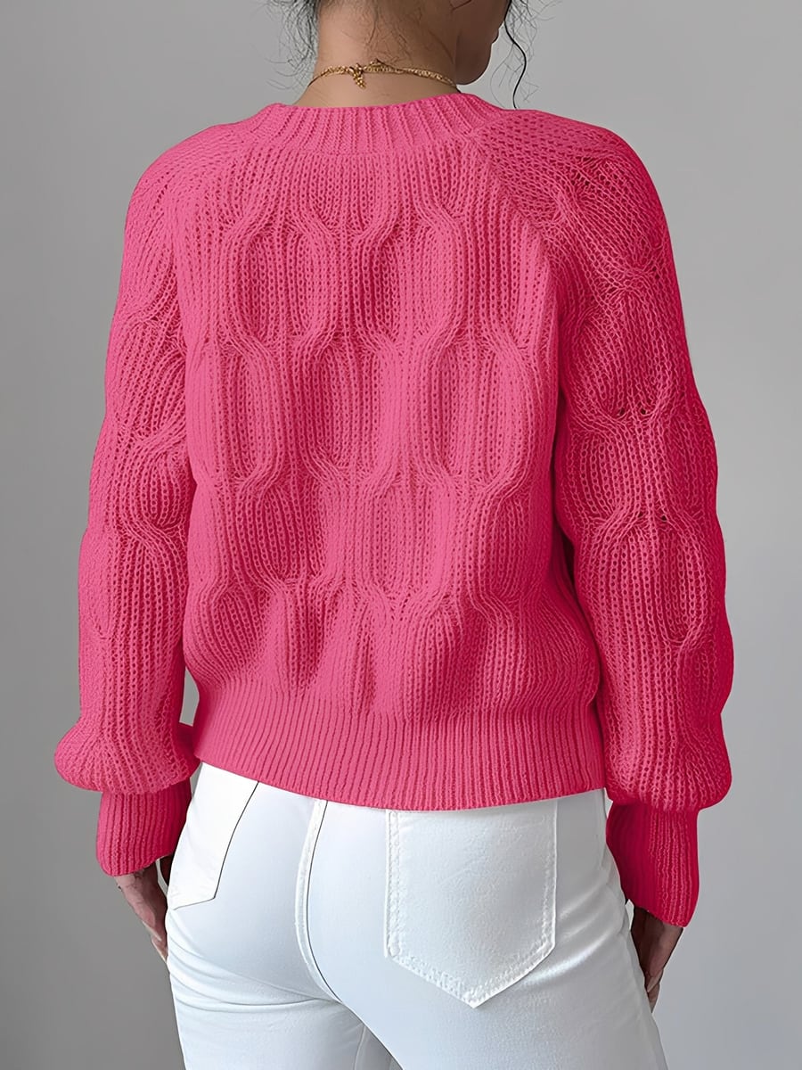 Back view showing the cable knit