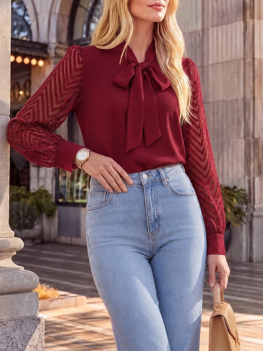 Burgundy, worn with jeans