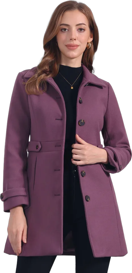 Buckle waist single-breasted overcoat