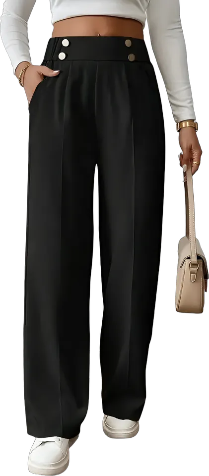 Pantalón recto con botones en la cintura