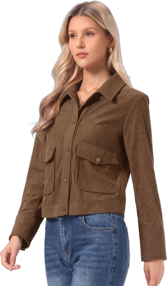 Corduroy flap pocket button jacket
