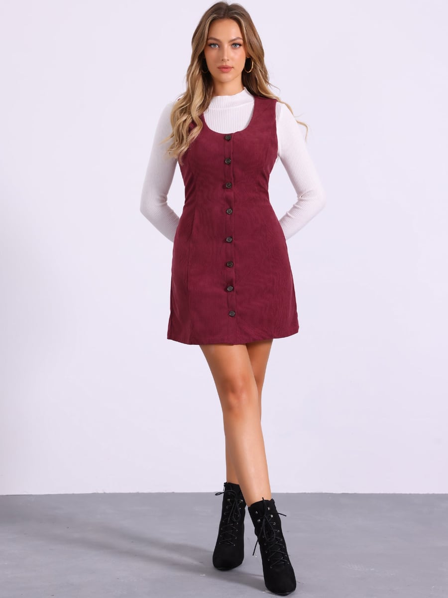 Full length in burgundy