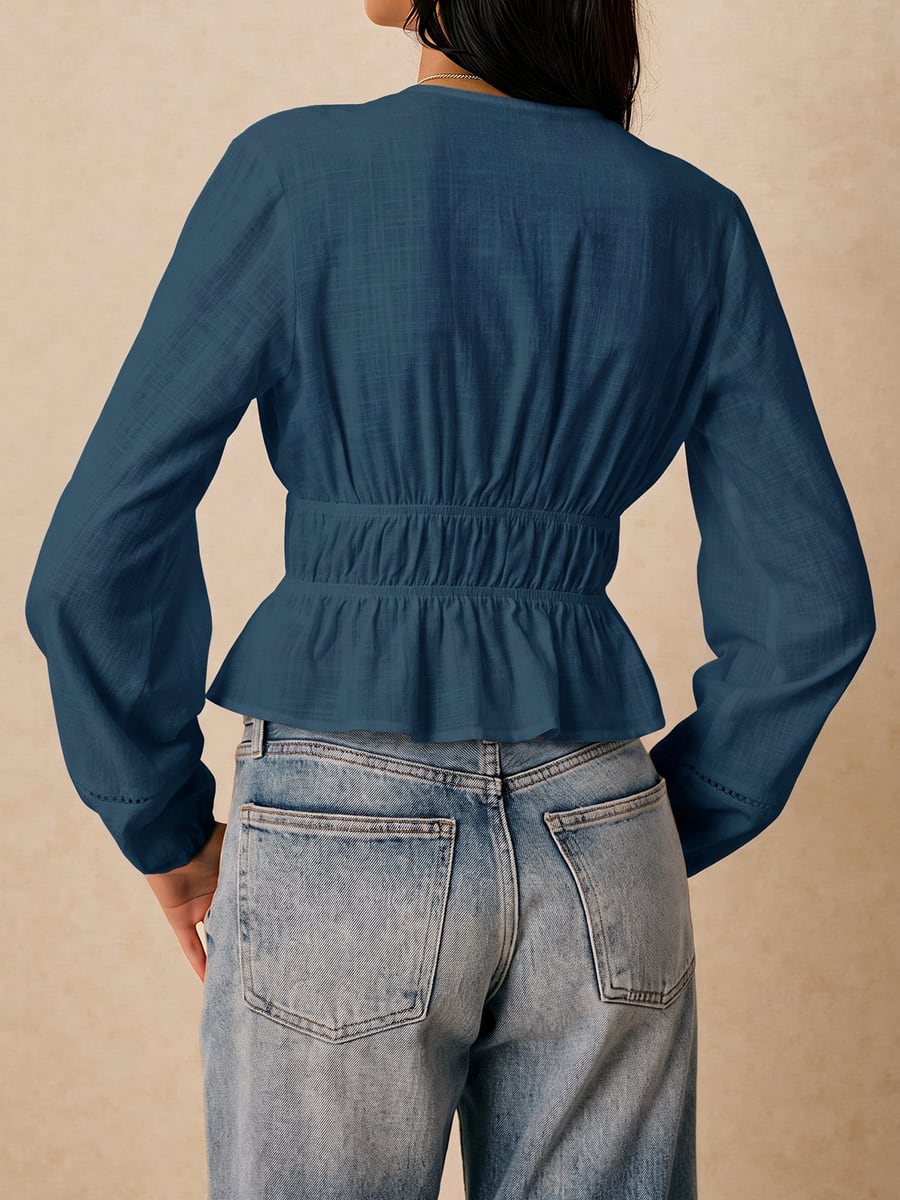 Back view showing the elastic waist