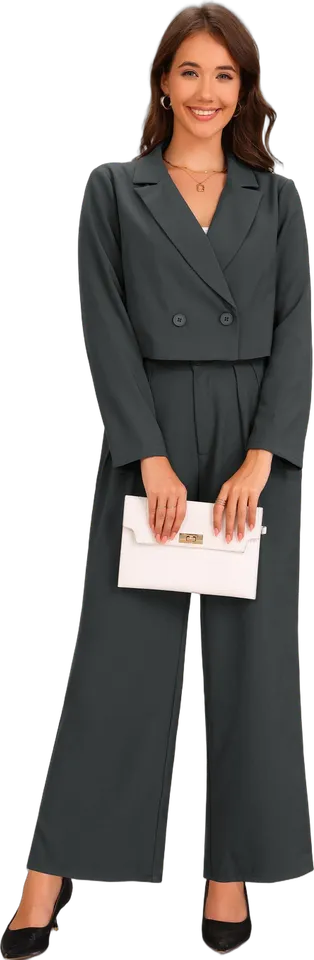 Traje de chaqueta corta y pantalón ancho