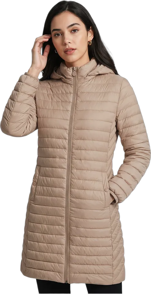 Detachable hood quilted puffer coat