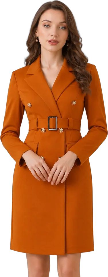 Double-breasted belted blazer dress