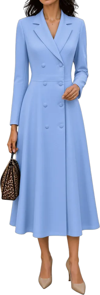 Double-breasted lapel midi dress