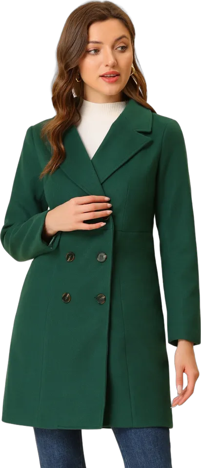 Double-breasted notched lapel long coat