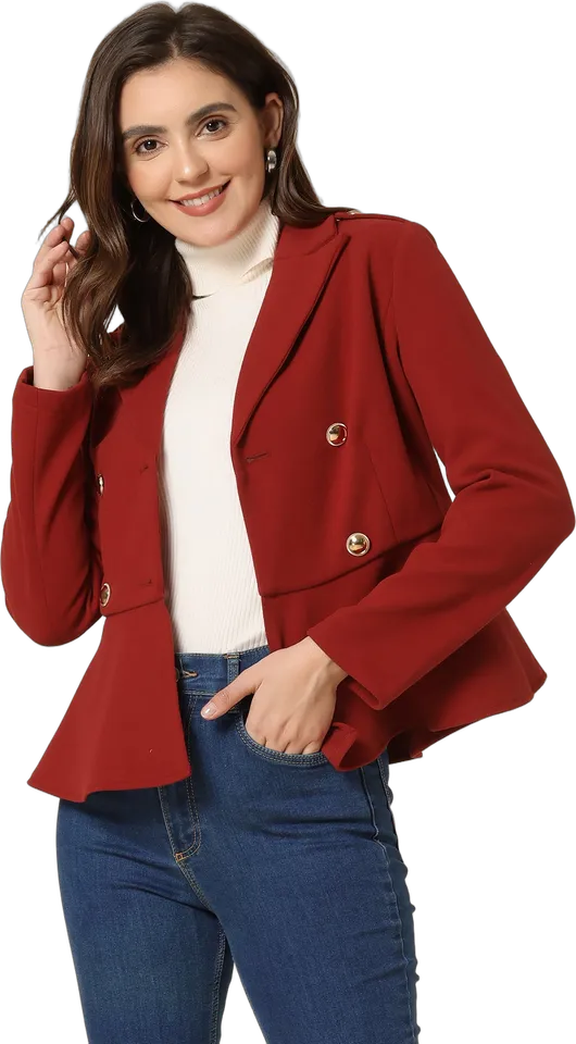 Double breasted peplum blazer jacket