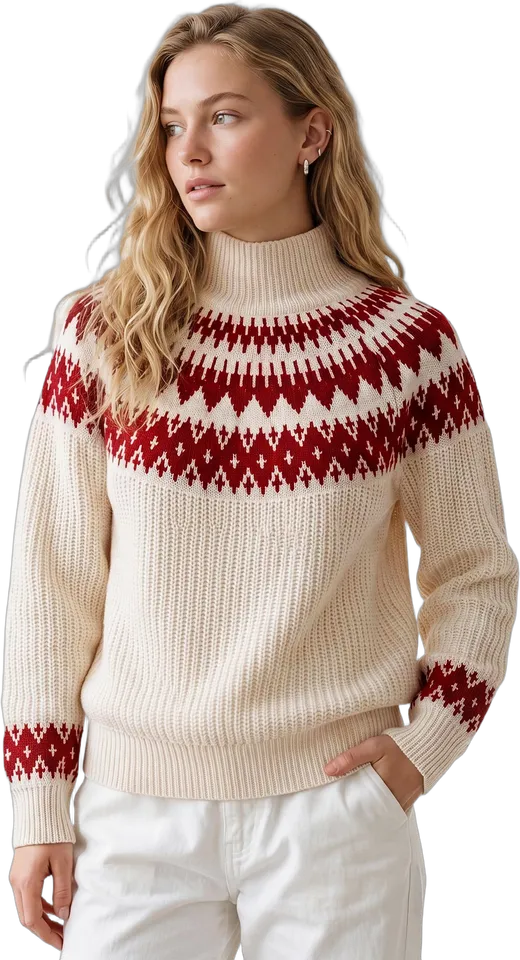 Fair Isle mock neck sweater