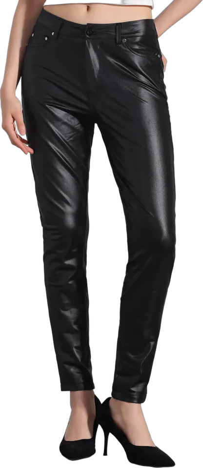 Pantalón pitillo motero de polipiel