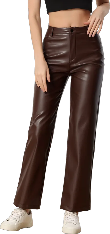 Pantalón recto de piel sintética