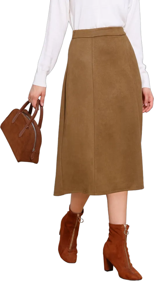 Falda midi evasé de ante sintético