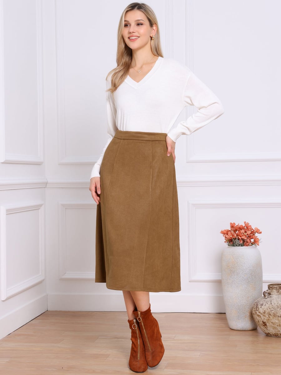 Full length with a white sweater