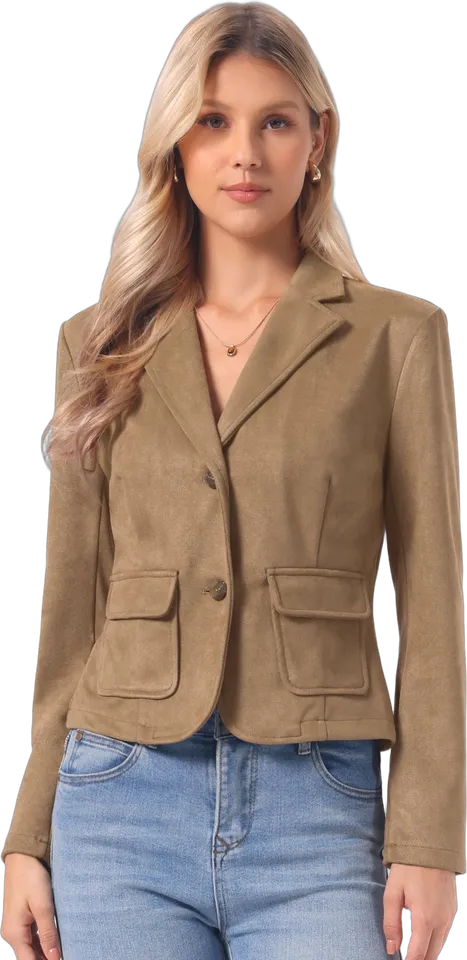 Faux suede cropped blazer
