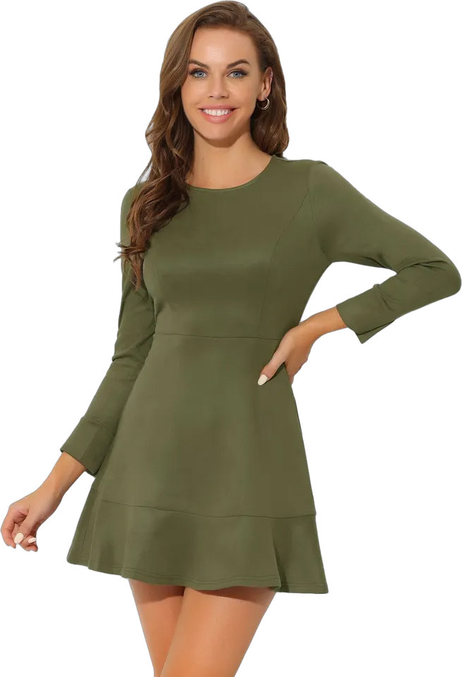 Faux suede ruffle hem mini dress
