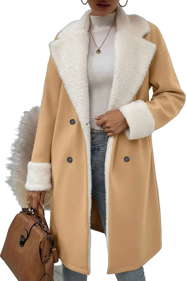 Fleece-lined notched lapel coat