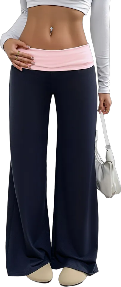 Pantalón ancho de estar con cintura doblada