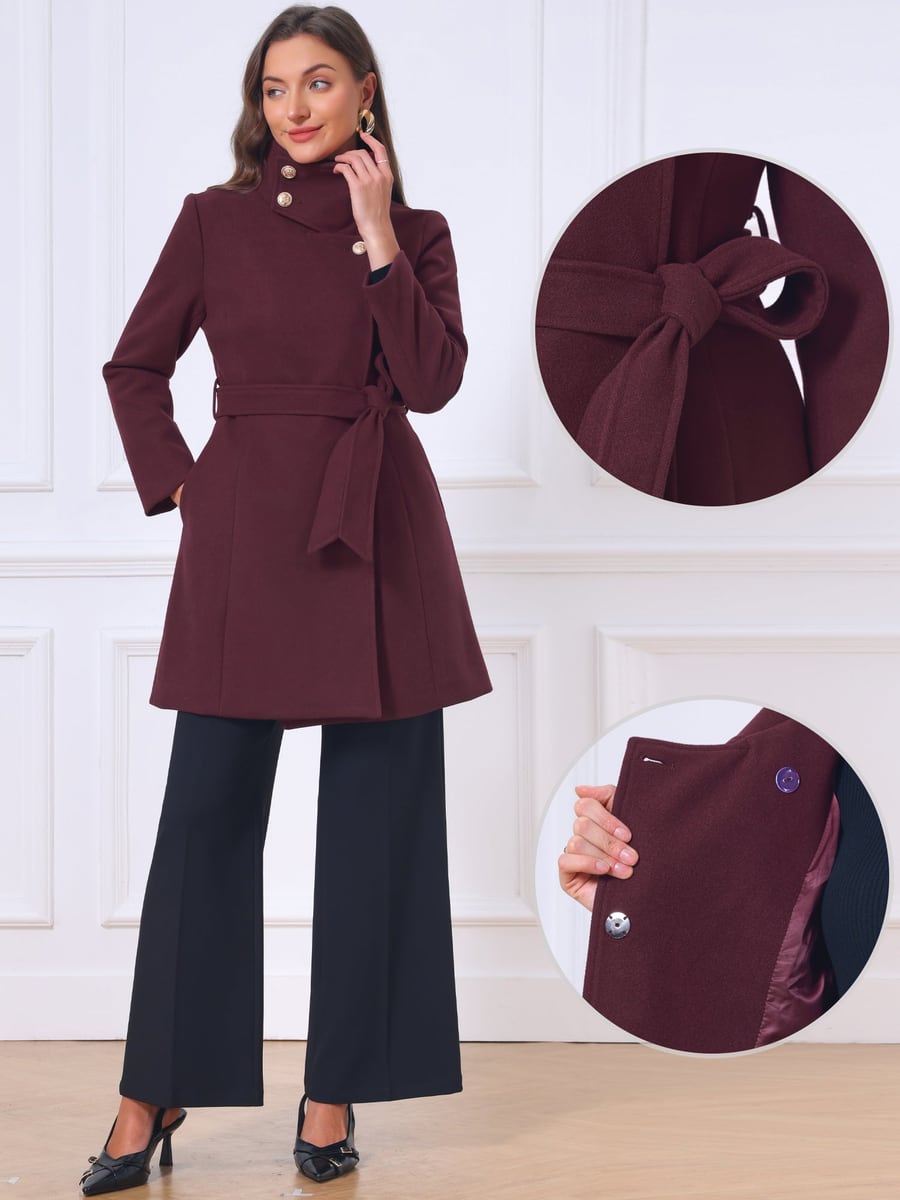 Full length with close-ups of the belt and lining
